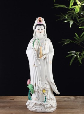 热销陶瓷南海观音菩萨站观音观世音菩萨佛像雕塑陶瓷摆件保平安