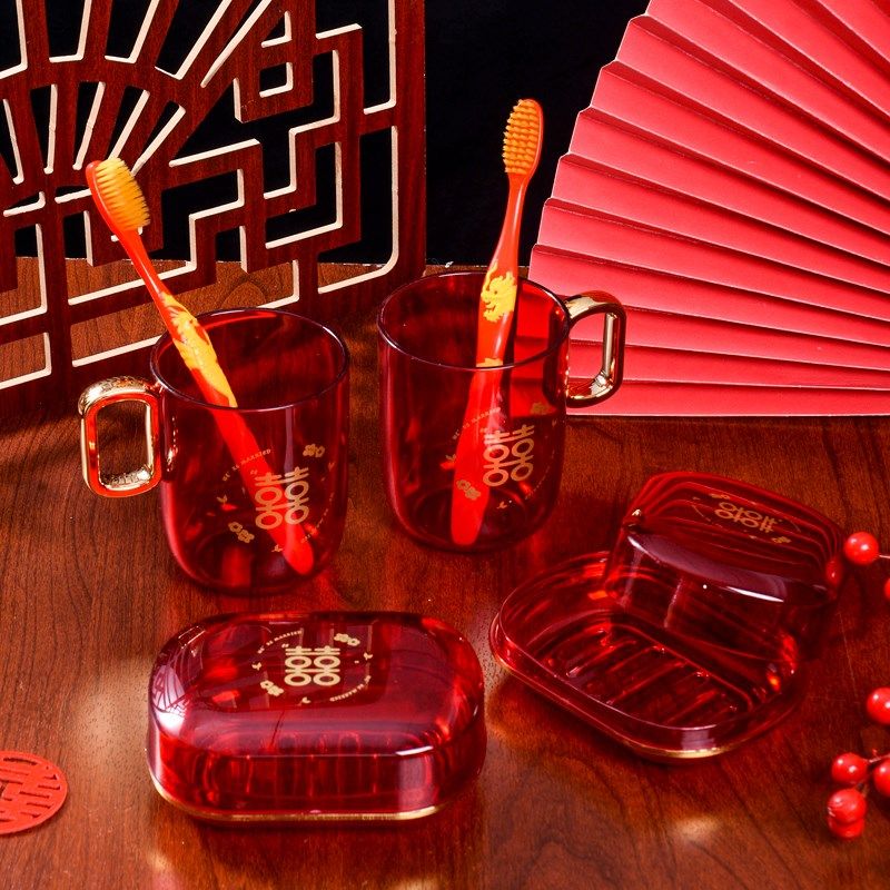 结婚用品洗漱套装女方新人陪嫁牙杯牙刷皂盒牙膏香皂情侣漱口杯子,淘宝优惠券,粉丝福利购,淘宝优惠卷