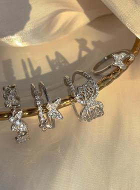 蝴蝶开口食指戒指女银日韩ins超仙气质森系指环精致小众潮