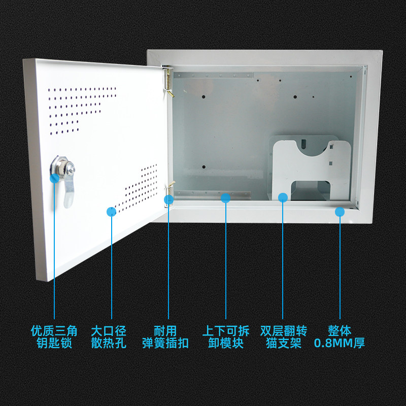 明装多媒体集线箱信息箱弱电箱家用网络布线箱挂墙式400x300x120 - 图0