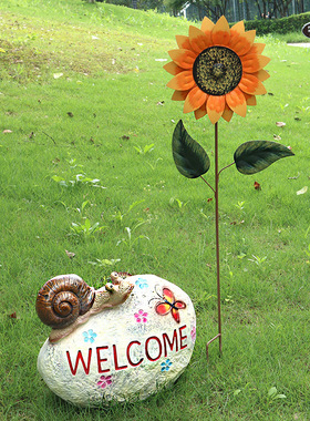 户外花园铁艺旋转太阳花庭院别墅院子风车装饰造景阳台布置插件