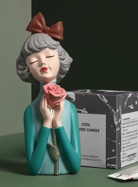 北欧捧花女孩装饰品摆件轻奢创意家居客厅电视柜送女生日乔迁礼物