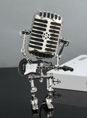 轻奢音乐机器人儿童房床头小夜灯朋克吉他办公桌工位小摆件解压