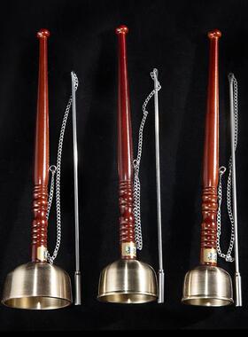 台湾日式纯铜木柄加厚引磬引罄引庆铜磬道场助念法器送布袋包邮