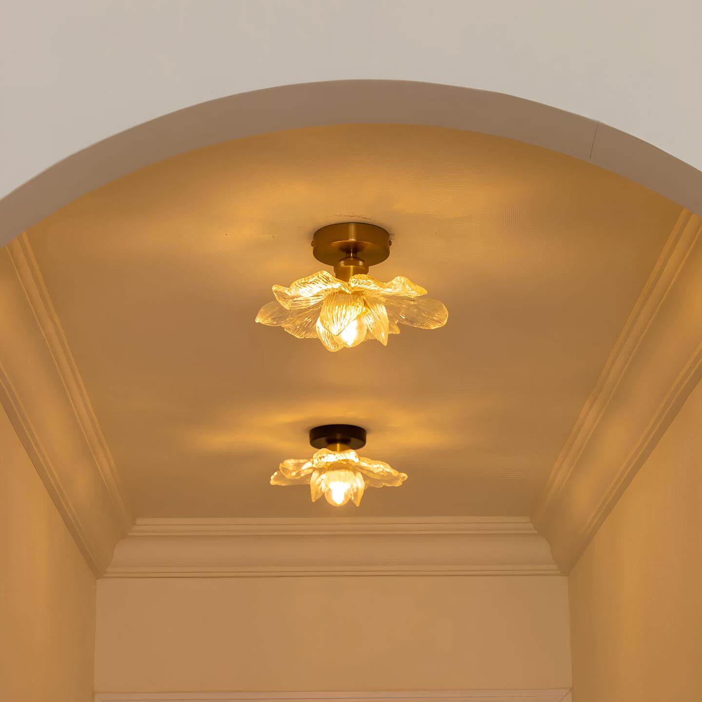 中古走廊过道法式覆古风轻奢树脂创意莲花入户玄关衣帽间吸顶灯 - 图0