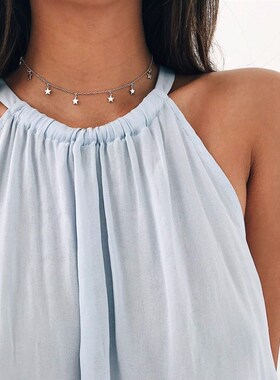 极速Boho Chocker Gold Color Star Pendant Necklace Fashion