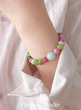 PANACHE 彩色天然石串珠手串彩色陶瓷鱼手链 小众精致高级感手饰