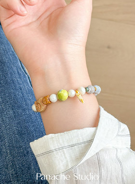 PANACHE 复古风古董珠猫咪天然石手串 小众气质高级感手串手饰女