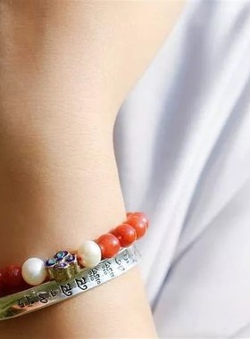 大随求咒手镯银海涛法师结缘法宝送妈妈民族心经佛咒复古开口手镯