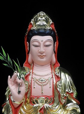 观音佛像金色16寸观音菩萨佛像鎏金彩色居家供奉家用滴水观音树脂