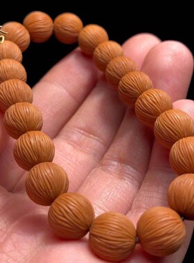 拉丝猴头手串雕刻正圆光珠核雕手链野生文玩小核桃非桃核橄榄核