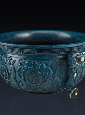 彩铜纯铜聚宝盆招財 新家公司摆件电视柜办公室前台家居开业礼品