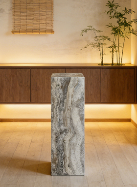 新中式灰色大理石立柱定制底座
