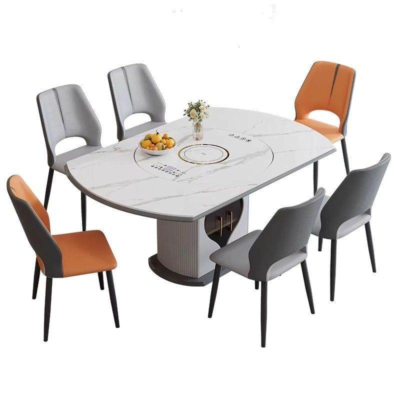 新款岩板智能语音餐桌椅家用暖菜板带转盘电磁炉高端圆桌伸缩折叠,淘宝优惠券,粉丝福利购,淘宝优惠卷