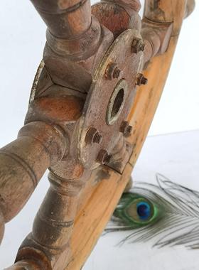 老物件老船木船方向盘复古装饰挂件实木舵轮收藏影视道具摆件