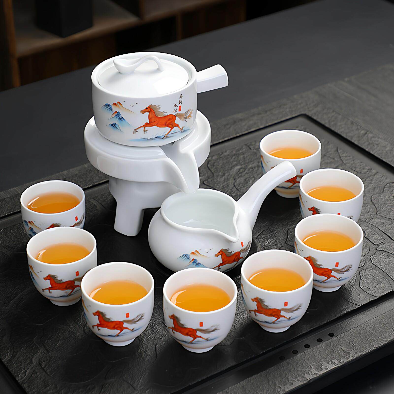 Lazy automatic tea set creative instant success teapot set household ceramic kung fu tea set teapot anti-scalding hands