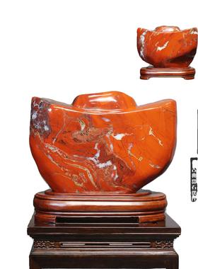 天然南非红碧玉奇石鸡血石摆件原石观赏自然红色石头宝玉客厅装饰