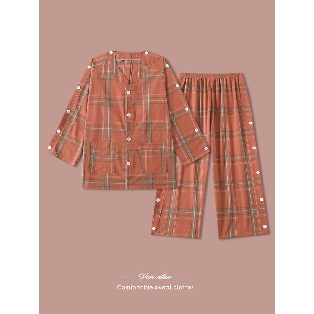 艾灸服女纯棉前后开衫针灸刮痧推拿理疗服经络养生护理服背开扣男 - 图1