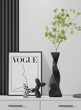 电视柜台面摆件插花瓶绿植高级感轻奢客厅壁龛悬空入户玄关装饰品