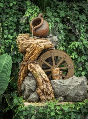 仿石假山流水生财喷泉摆件户外阳台花园庭院循环水池落地景观装饰