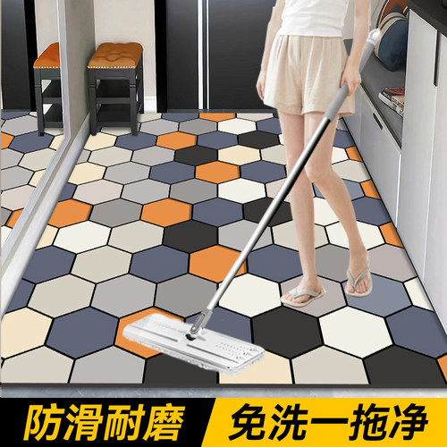热销免洗PVC地垫地毯家用厨房入户进门口门垫过道门厅玄关脚垫可 - 图0