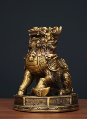 全铜麒麟摆件大小号一对踩八卦家居店铺办公室装饰品摆件酒柜摆设