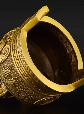 铜鼎摆件纯铜三足圆鼎大克鼎仿古中式办公室定制开业礼品香炉摆设