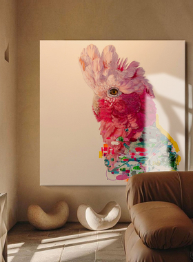 好货抽象小众艺术纯微喷晶瓷可爱鹦鹉动物餐厅装饰画彩色丙烯客厅