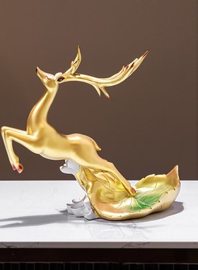 现代创意招财鹿红酒架摆件轻奢高档客厅玄关电视柜酒柜装饰品摆设