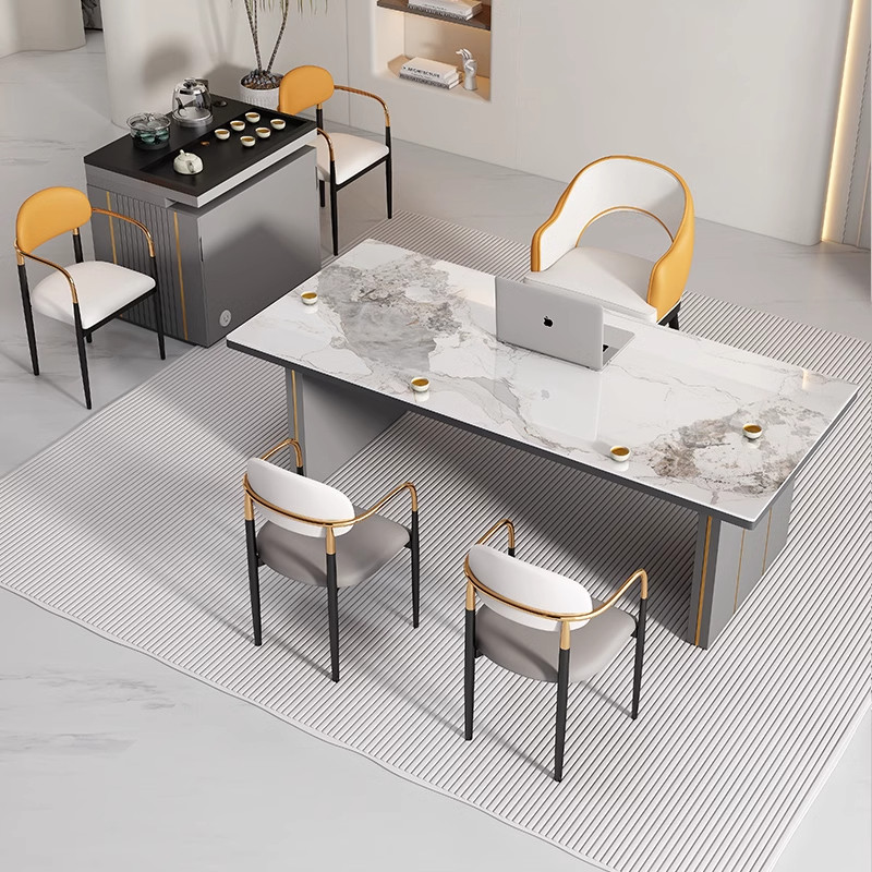 岛台岩板茶桌椅组合轻奢现代高级感家用一桌五椅接待办公室泡茶台,淘宝优惠券,粉丝福利购,淘宝优惠卷