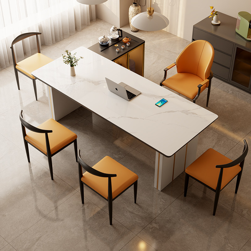 办公室岩板茶桌椅组合轻奢现代高级感老板桌高端接待休闲泡茶台,淘宝优惠券,粉丝福利购,淘宝优惠卷