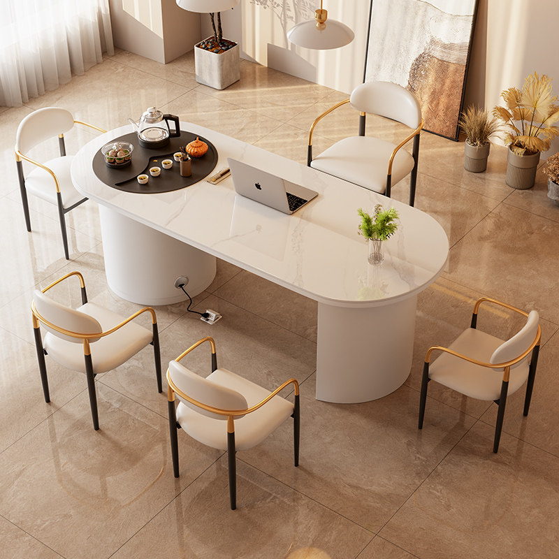 阳台岩板茶桌椅组合一桌五椅现代简约轻奢家用小茶台办公泡茶桌,淘宝优惠券,粉丝福利购,淘宝优惠卷