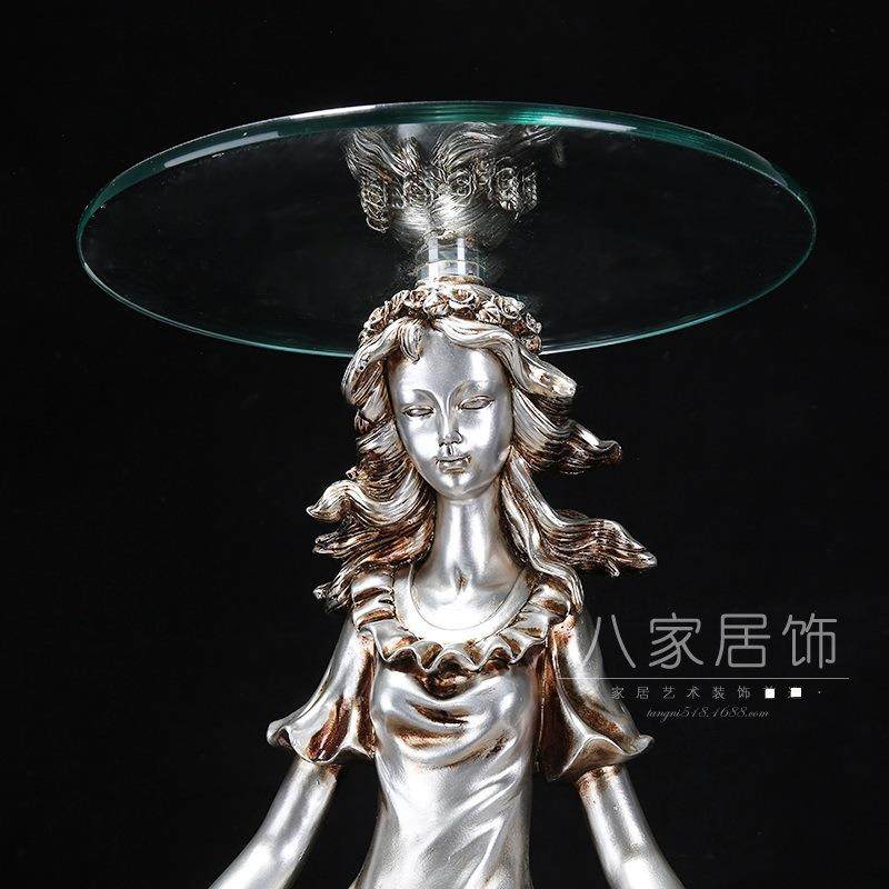 外贸跨境雕塑 欧式复古美女玻璃茶几树脂摆件工艺品 沙发边几热卖,淘宝优惠券,粉丝福利购,淘宝优惠卷