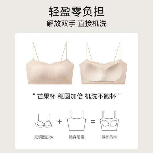 猫人吊带内衣女细肩带夏薄款隐形无痕美背心抹胸吊带裙专用文胸罩 - 图3