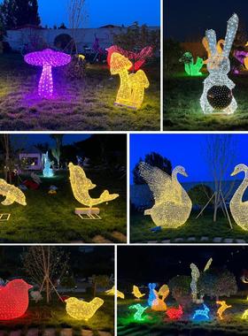 不锈钢雕塑定制户外发光鹿灯镂空丝网动物造型景观小品亮化大摆件