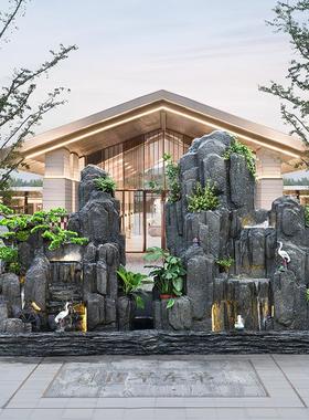 大型室内室外假山流水喷泉园林别墅花园庭院山水景观石头鱼池摆件