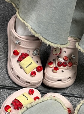 苹果吐司鞋花DIY食玩洞洞鞋配饰