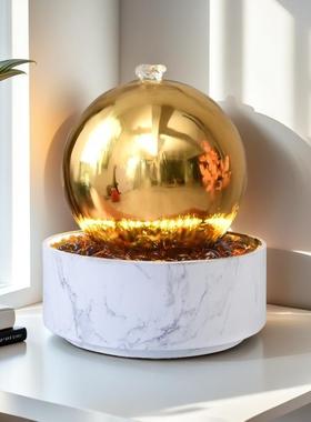 现代轻奢桌面摆件招财流水喷泉室内玄关电视柜装饰品创意礼品送人