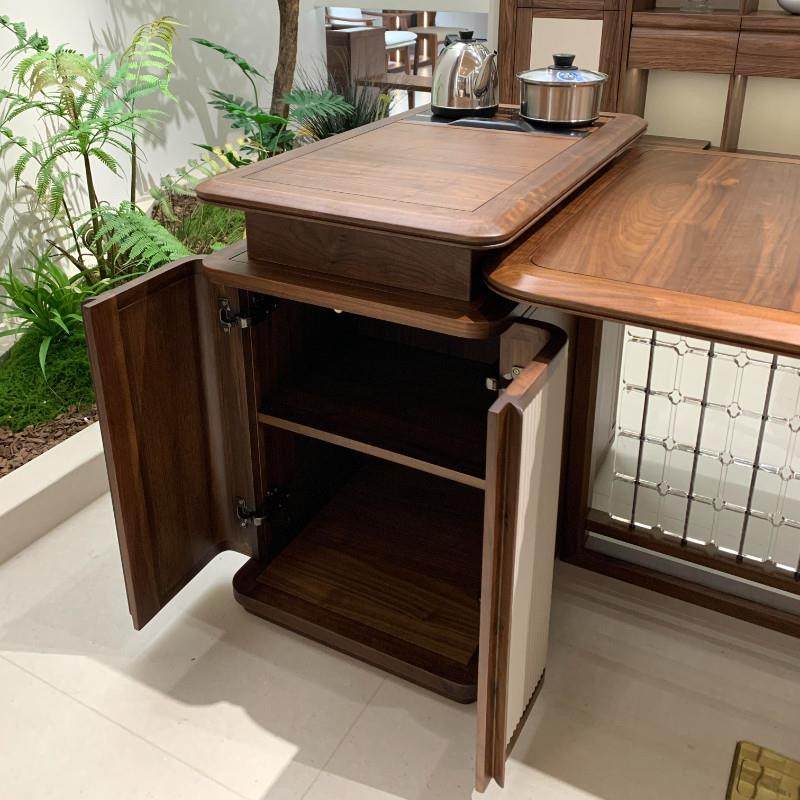 新中式北美黑胡桃木茶桌椅组合实木轻奢烧水壶一体泡茶台办公家用,淘宝优惠券,粉丝福利购,淘宝优惠卷