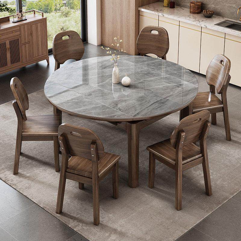 北美黑胡桃板岩实木餐桌和椅子组合为家庭小公寓可伸缩折叠方形和,淘宝优惠券,粉丝福利购,淘宝优惠卷