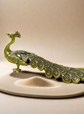 黄铜孔雀摆件铜工艺礼品摆饰家居烛台摆饰创意礼品客厅玄关装饰品