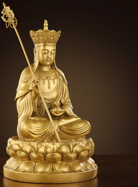 纯铜地藏王菩萨像佛像九华山铜地藏菩萨观音家用客厅玄关摆件