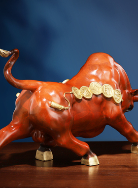 纯铜生肖牛摆件家居客厅华尔街铜牛转乾坤牛气冲天办公室开业礼品