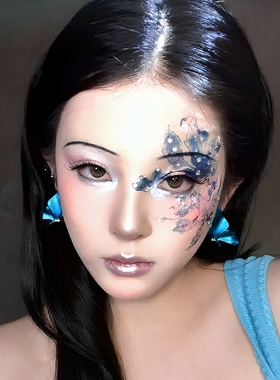双澜并蒂！盛夏冰蓝花卉妆眼影贴