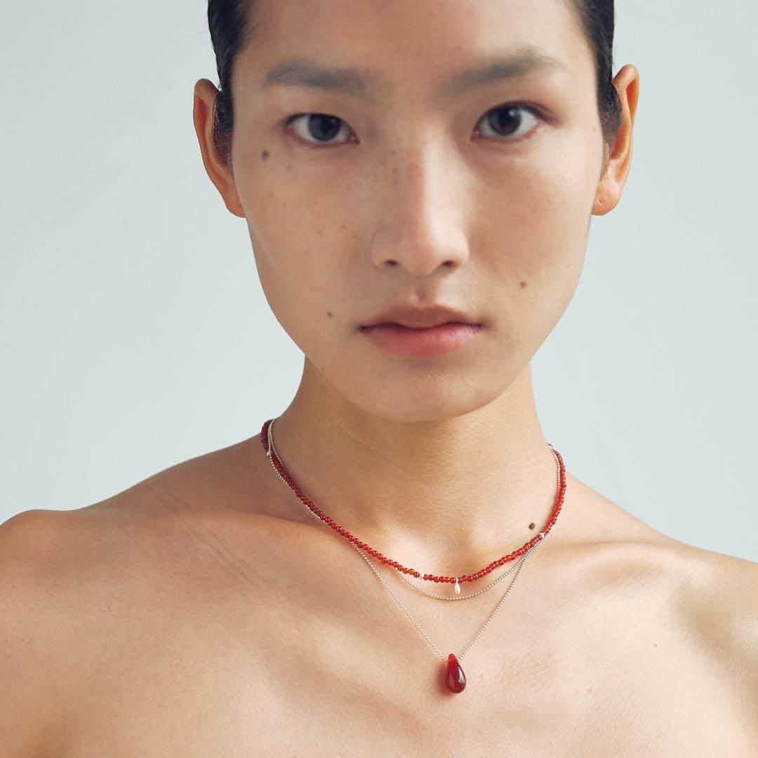 OLIO E ACETO油醋汁 · 新年纯银红玛瑙水滴项链 新年礼物,淘宝优惠券,粉丝福利购,淘宝优惠卷