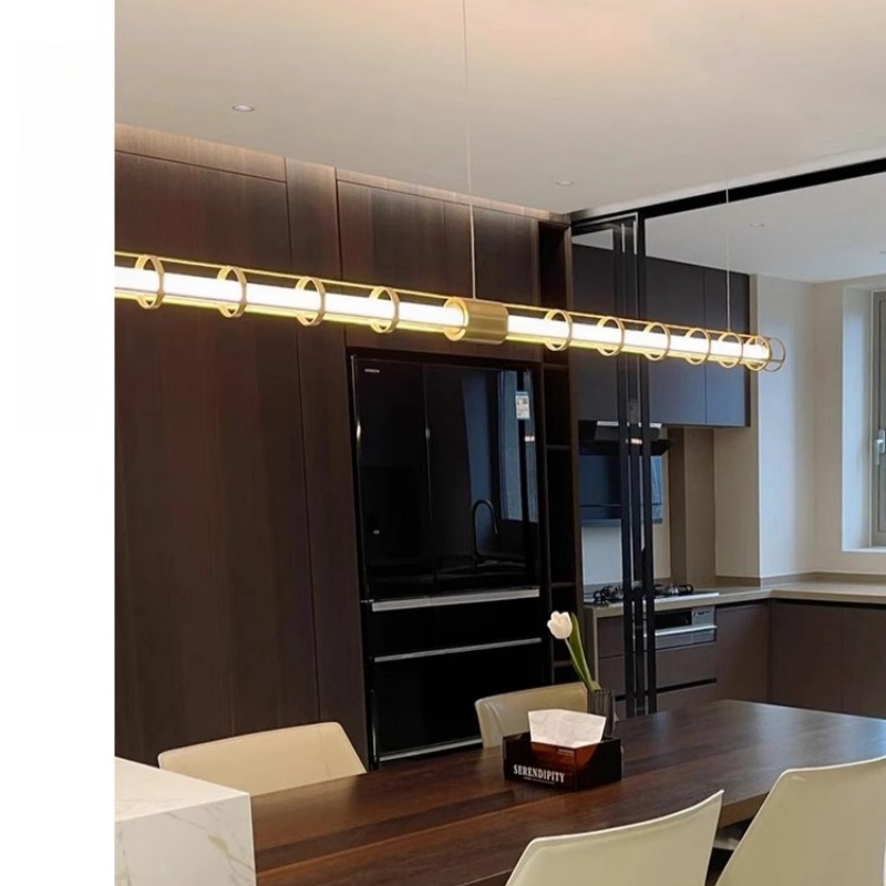 设计师创意一字长条餐厅吊灯北欧简约现代餐桌吧台办公室岛台灯具 - 图1