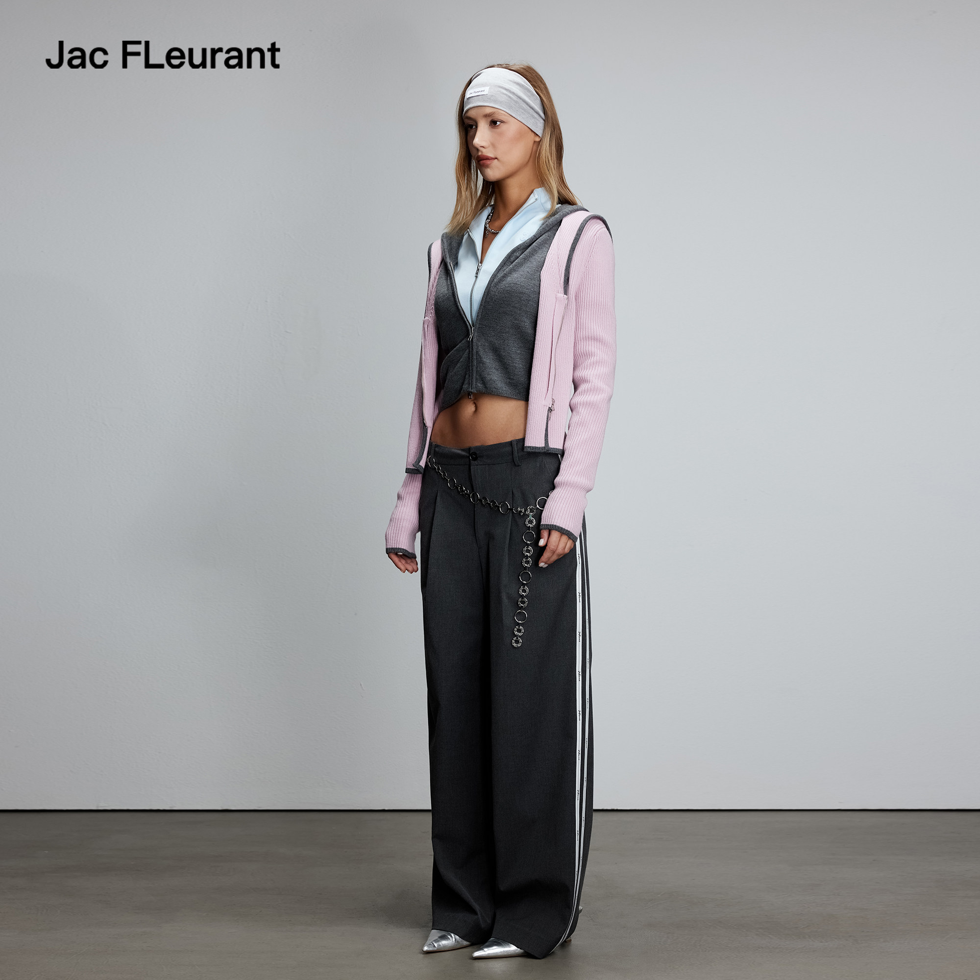 JAC FLEURANT【张靓颖同款】撞色海军领假两件拉链针织羊毛衫,淘宝优惠券,粉丝福利购,淘宝优惠卷