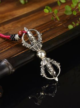 925银古法银密宗法器金刚杵吊坠挂件男女款吊坠大号西藏文化亮丽