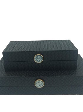 新中式收纳盒样板房饰品摆件黑色首饰盒软装现代简约