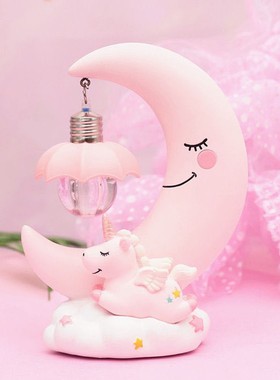 创意独角兽月亮灯少女心卧室摆件毕业礼物小夜灯不插电生日礼物女